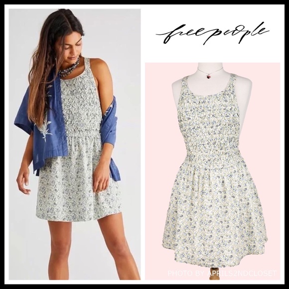 FREE PEOPLE BOHO FLOWY MINI DRESS BOHEMIAN PRINT POCKETS A3C - Picture 11 of 16